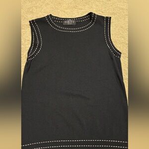 Finity Black Tank Top and cardigan set with pink Stitching